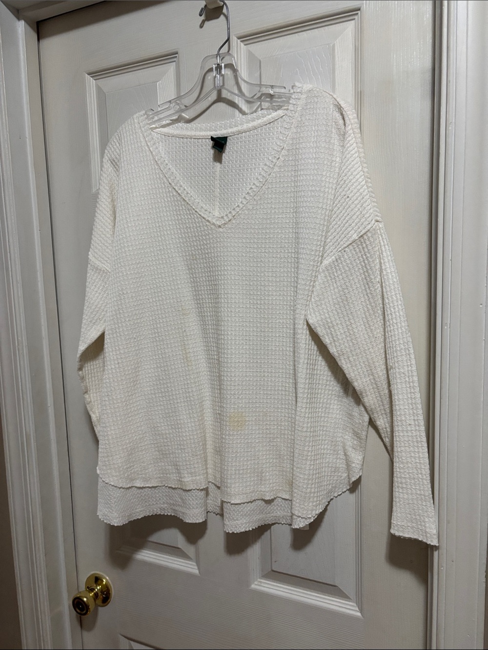 wild fable Cream Waffle Knit V-Neck Sweater